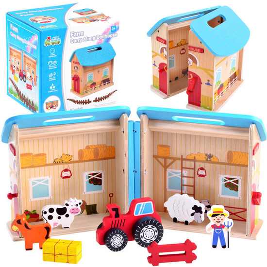 Wooden folding house farm animals ZA3723