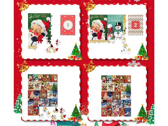 Advent Calendar PUZZLE - 24 Christmas puzzles in a VINTAGE style ZA5885