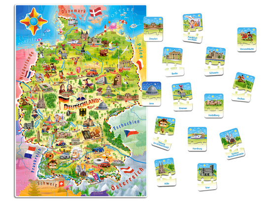 Puzzle Mapa Niemiec 120 elementów+quiz GRATIS Puzzle 300el. Kolejka CA0037