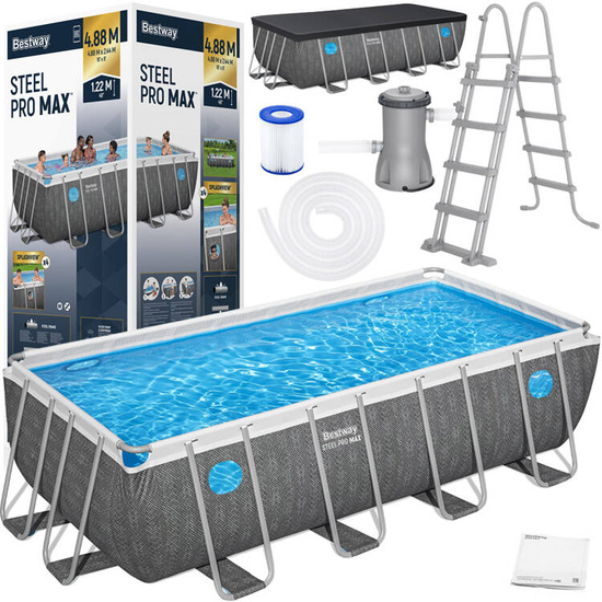 Bestway Splashview frame pool 488mx244cm gray rattan 10in1 561MB