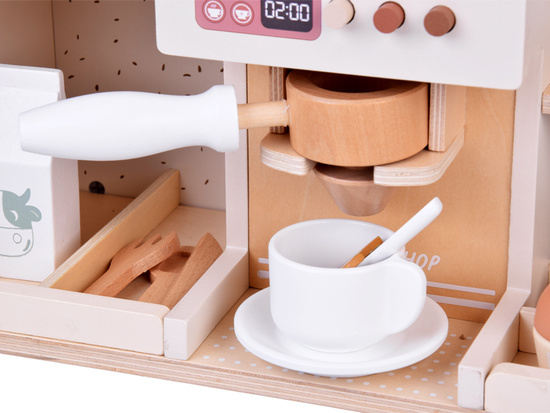 Wooden Coffee Shop Set – Café Playset with Coffee Machine, Cups & Desserts ZA5938