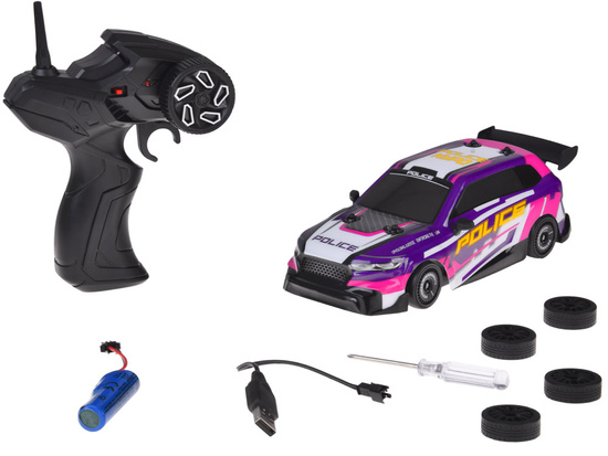 Remote controlled drift car with backlight and replaceable tires 4WD RC0744