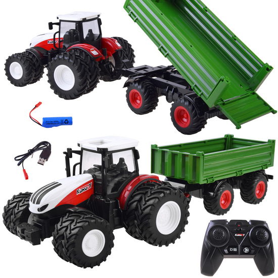 Remote control tractor + green trailer RC0602