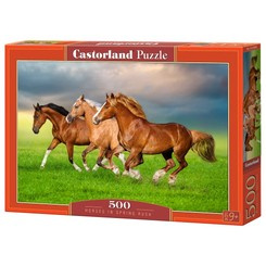 Puzzle 500 elementów Horses in Spring Rush