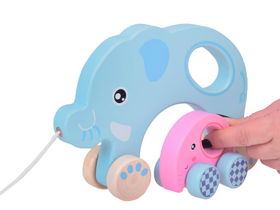 Charming Elephants 2in1 Wooden elephant to pull the family ZA5377