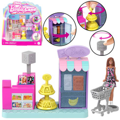 Mattel Mini Barbie Land Lalka kasjerka + supermarket i akcesoria ZA6041 B