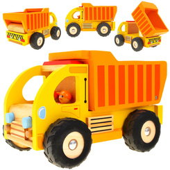 Wooden Car Dump Truck Garbage Truck with Movable Trailer for Children ZA1810