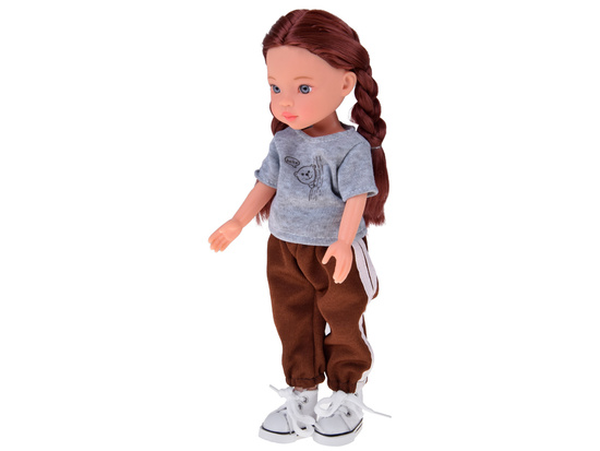 Lovely Girl Doll with Short Black Hair in a Sporty Outfit 33cm ZA5849