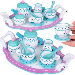Wooden tea set coffee set cups jug tray ZA5385