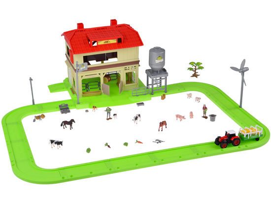 FARM ANIMALS SERIES Barn with road + tractor, figures and accessories ZA5687