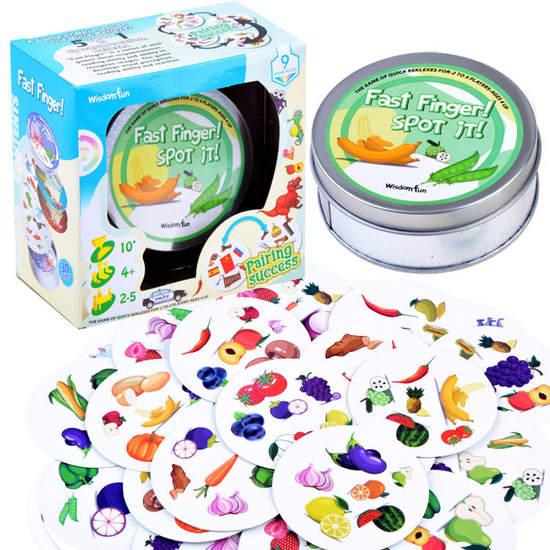 Fast Finger Card Game - Find the Pair of FRUIT and VEGETABLE Round Cards ZA3293