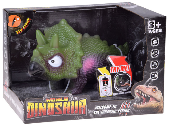 Interactive Rubber Triceratops Dinosaur Figurine with Roaring Sound ZA5726