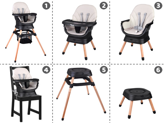 Multifunctional 6-in-1 swivel feeding chair for children ZA5659