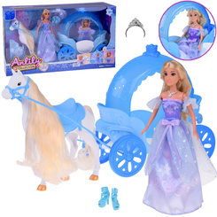 Princess doll in a ball gown with a white horse and carriage ZA5419
