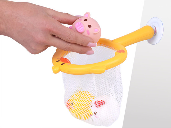 Bath toys FISHING 3 rubber animals without a hole + strainer ZA5924