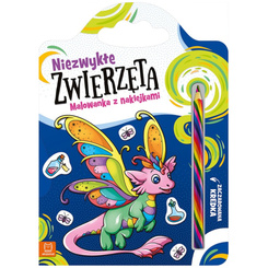 Aksjomat Niezwykłe zwierzęta.Malowanka z naklejkami.Zaczarowana kredka KS1114