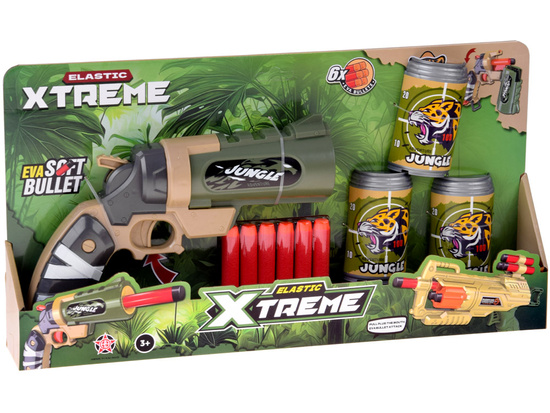 Pistolet na piankowe naboje + puszki zestaw strzelecki dla dzieci ZA5981