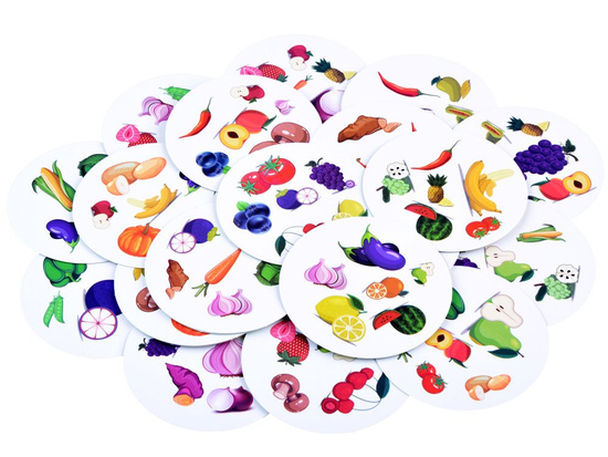 Fast Finger Card Game - Find the Pair of FRUIT and VEGETABLE Round Cards ZA3293