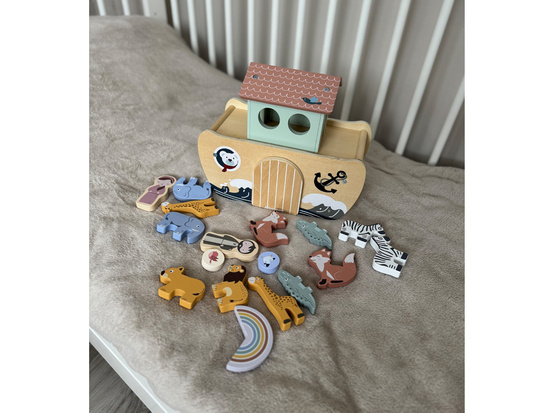 Wooden Noah’s Ark + Animal Figures Educational Toy Sorter ZA5931