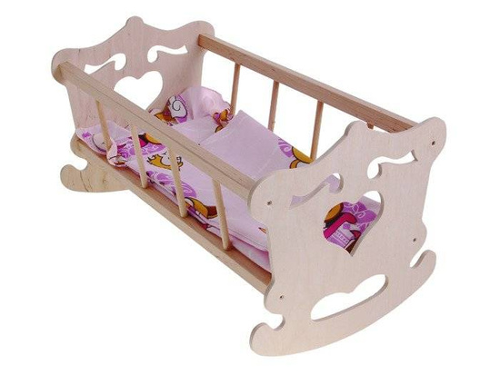 Wooden Cradle for 50cm doll +  bedding ZA2021