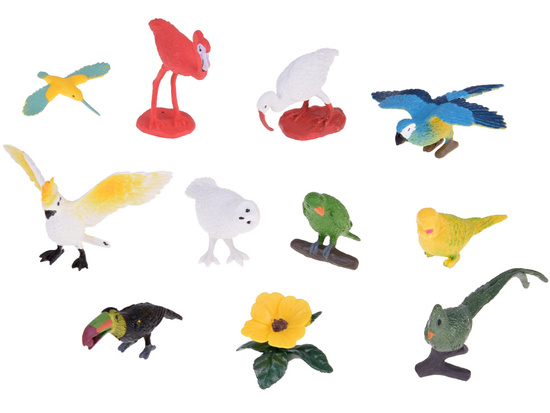 Set of colorful figurines Birds exotic animals 10 pcs ZA5295