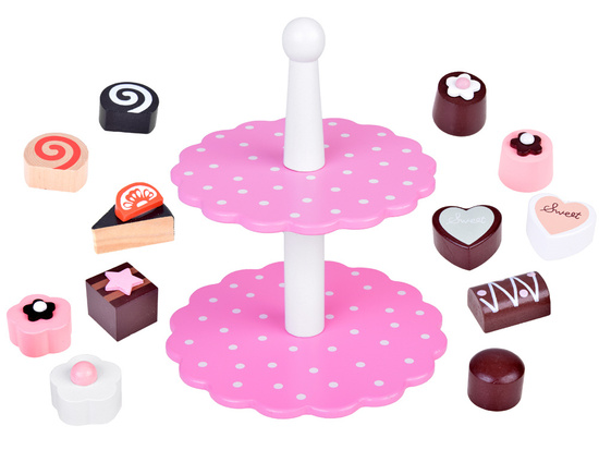 Adorable Wooden Cake Stand with Cookies set - fun confectioner ZA5384