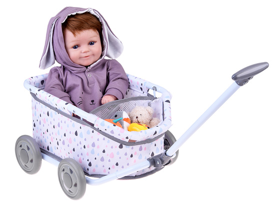 Doll and Teddy Stroller with Handle – Adorable Pull-Along Wagon ZA5919