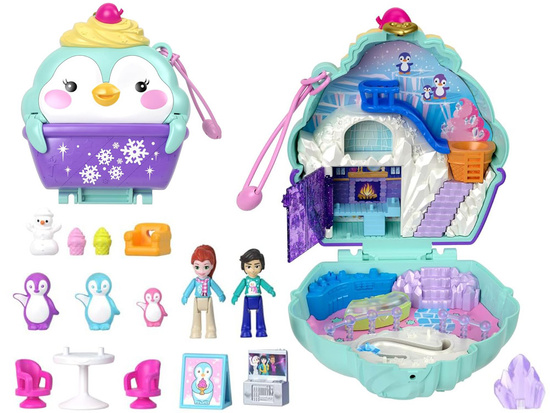 Polly Pocket Snow Penguin Set with Lockable House and Accessories ZA6050