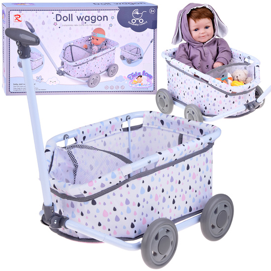 Doll and Teddy Stroller with Handle – Adorable Pull-Along Wagon ZA5919