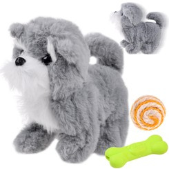 Gray interactive dog walks, barks and squeaks ZA4653