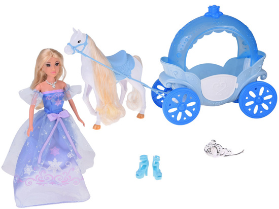Princess doll in a ball gown with a white horse and carriage ZA5419