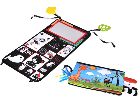 Foldable sensory toy with mirror + contrast book ZA5829