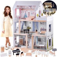 Wooden Boho style dollhouse led ZA4131