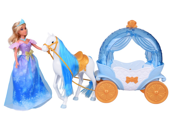 Fairytale princess doll in a ball gown + royal carriage horse ZA5705