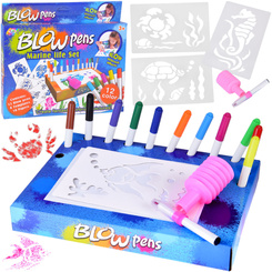 AIRBRUSH Creative Art Set - Painting Pump, Markers and Stencils ZA5710