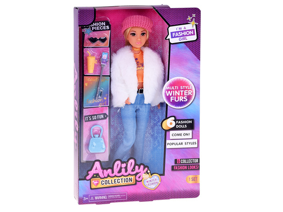 Fashionable Anlily influencer doll winter outfit fur accessories ZA5701