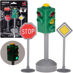 Traffic lights with sound and light + 2 road signs ZA5845