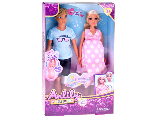 Doll family set: mom, dad, pregnant doll, baby, newborn ZA5700