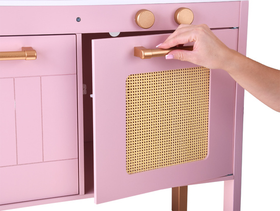 Wooden kitchen for children RÓŻANA - burner, sink, pots, accessories ZA5932
