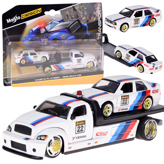 Licensed metal cars 1:64 Maisto Flatbed and BMW M3 1988 ZA5958