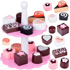 Adorable Wooden Cake Stand with Cookies set - fun confectioner ZA5384