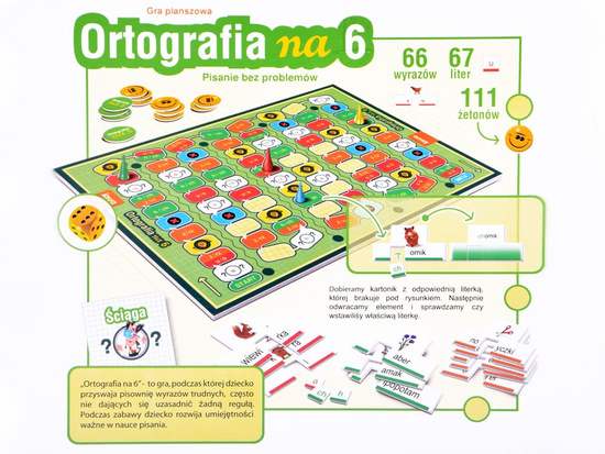 Jawa Edukacyjna gra planszowa Ortografia na 6 Nauka poprawnej pisowni GR0382