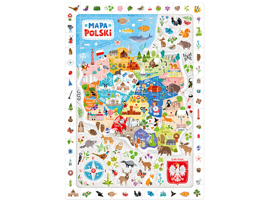 CzuCzu Obserwacyjne puzzle Mapa Polski 100 elementów  5+ plakat  ZA5561