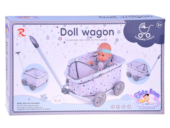 Doll and Teddy Stroller with Handle – Adorable Pull-Along Wagon ZA5919