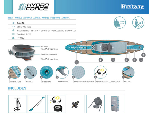 Hydro Force Glider Elite 6532G 381x79x15cm 2in1 Inflatable Set