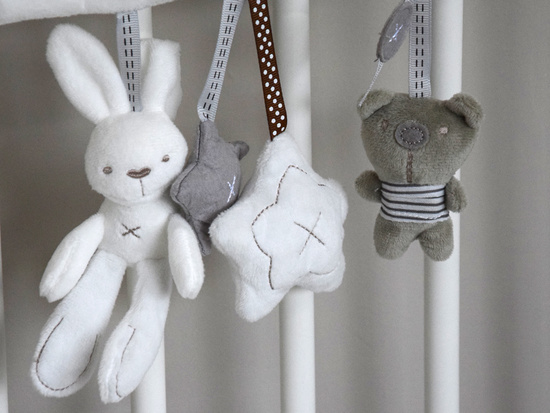 Cute soft pendant for a pram or cot, rattle with melody ZA5714