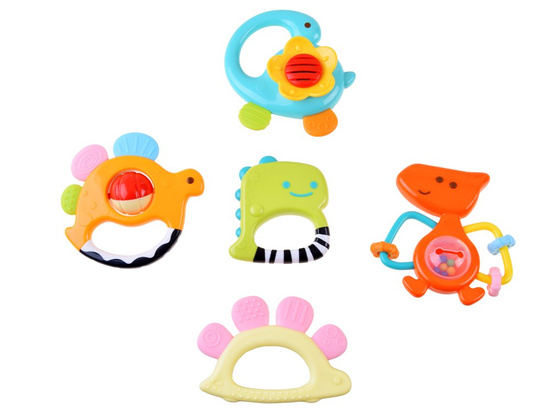 Set of 5 Rattles Teether Dinosaurs ZA3093