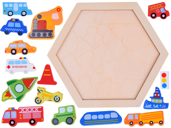 Wooden puzzle Vehicles fire brigade ship 16 pieces ZA4