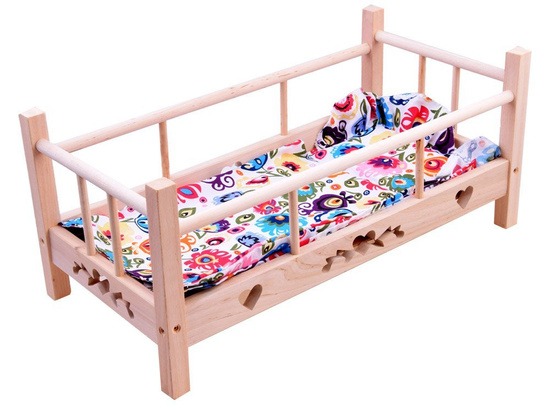 Wooden BED for dolls 50cm + bedding ZA2781