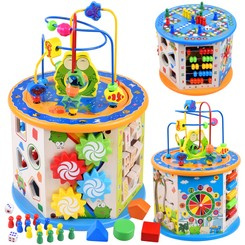 Drewniana kostka edukacyjna sorter 8w1 ZA4117